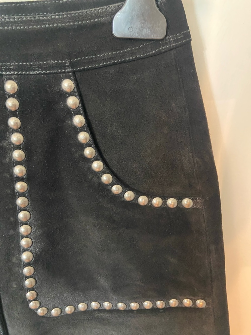 Golden Goose Black Suede Studded Button-Front Mini Skirt - Picture 2 of 9